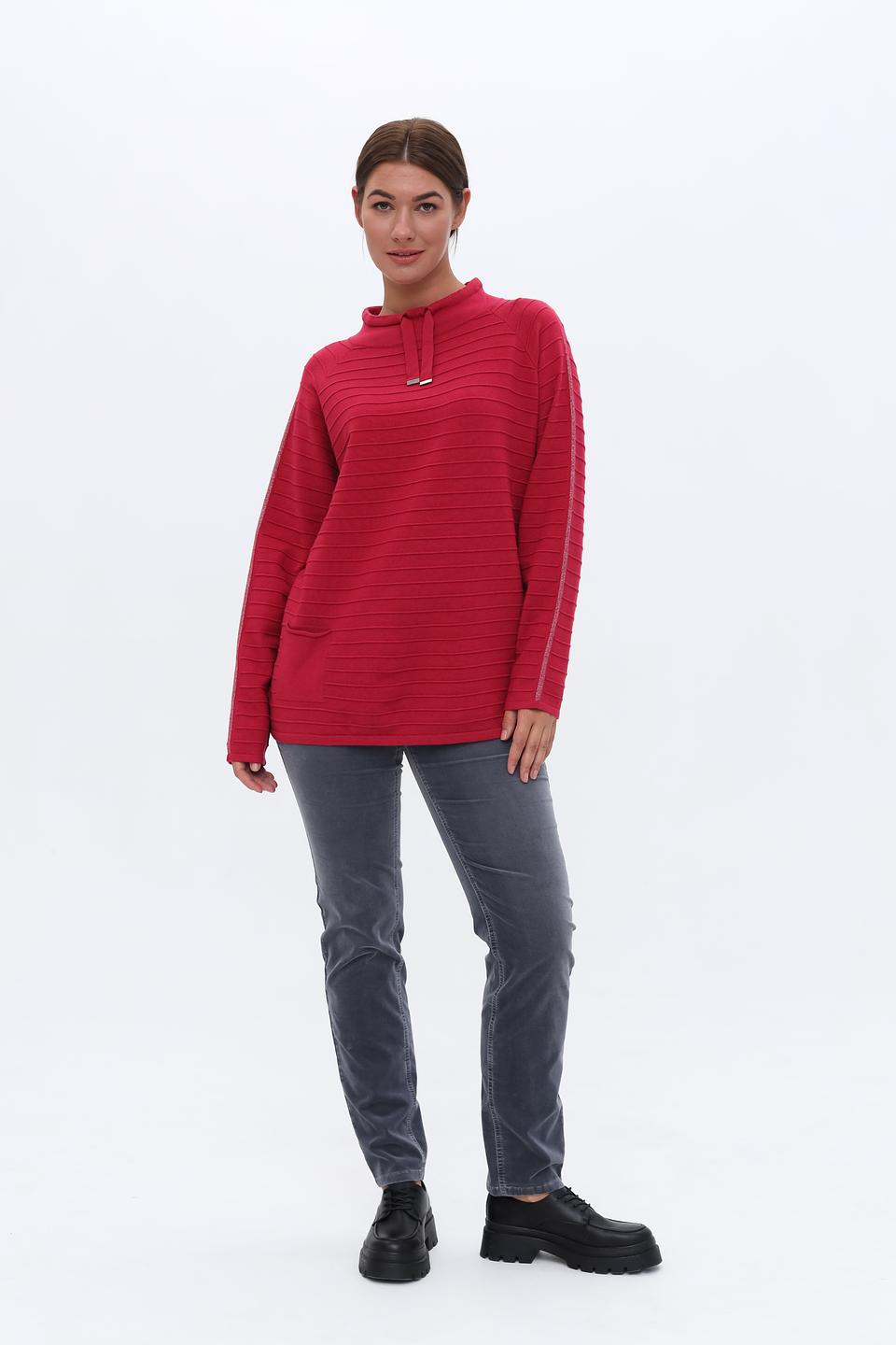 Пуловер Lebek с капюшоном малиновый