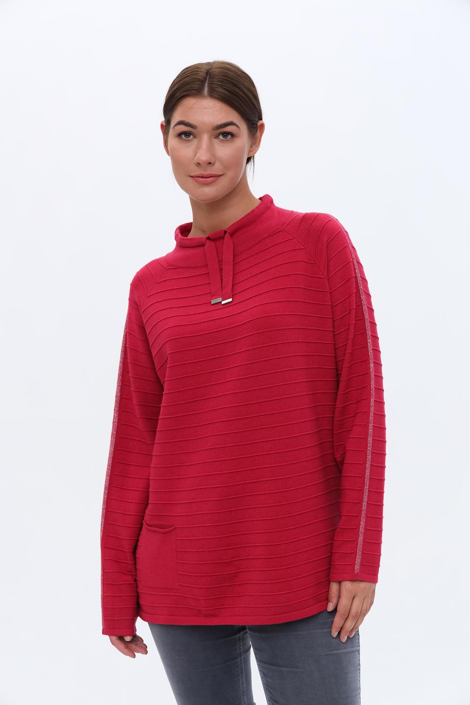 Пуловер Lebek с капюшоном малиновый