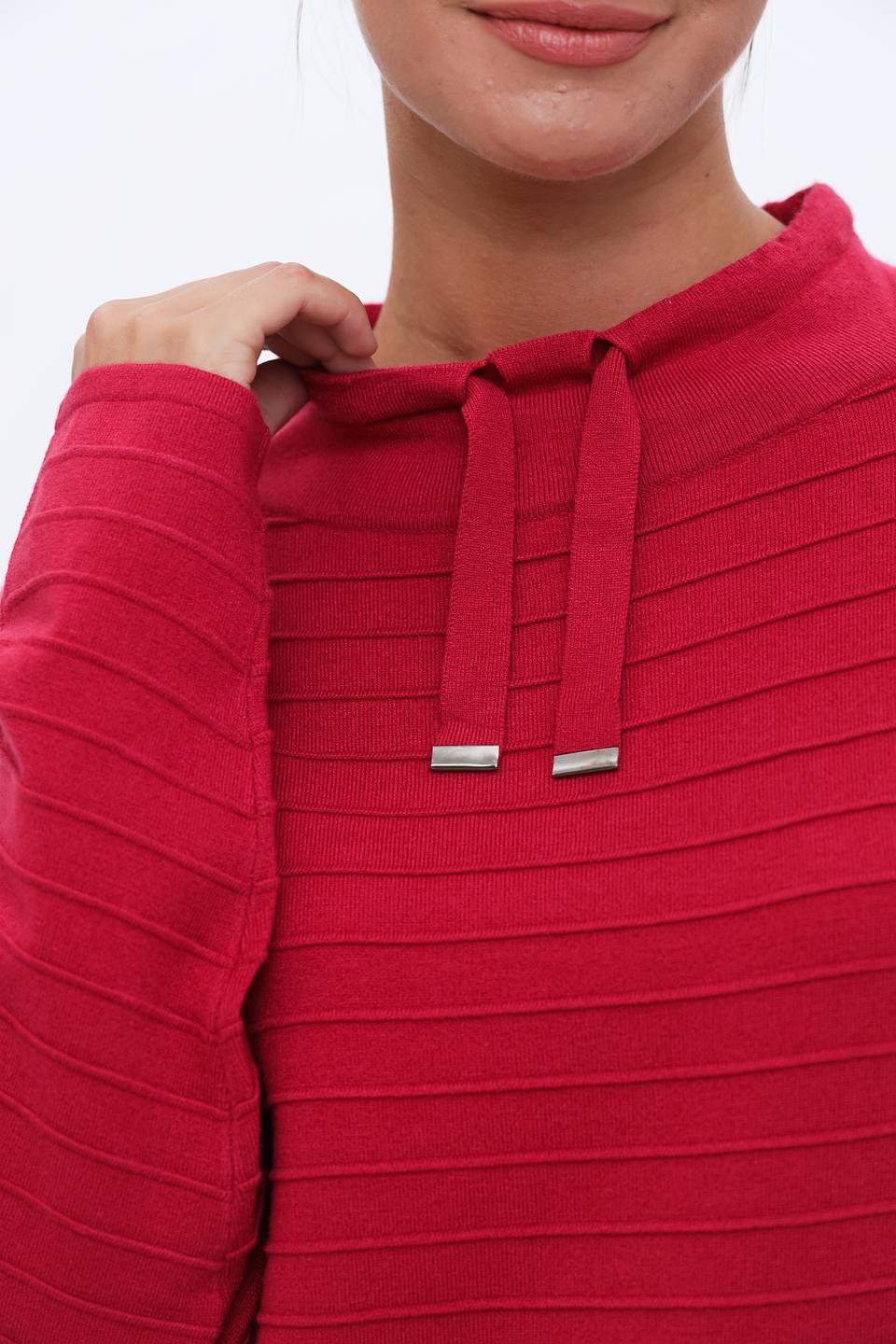 Пуловер Lebek с капюшоном малиновый