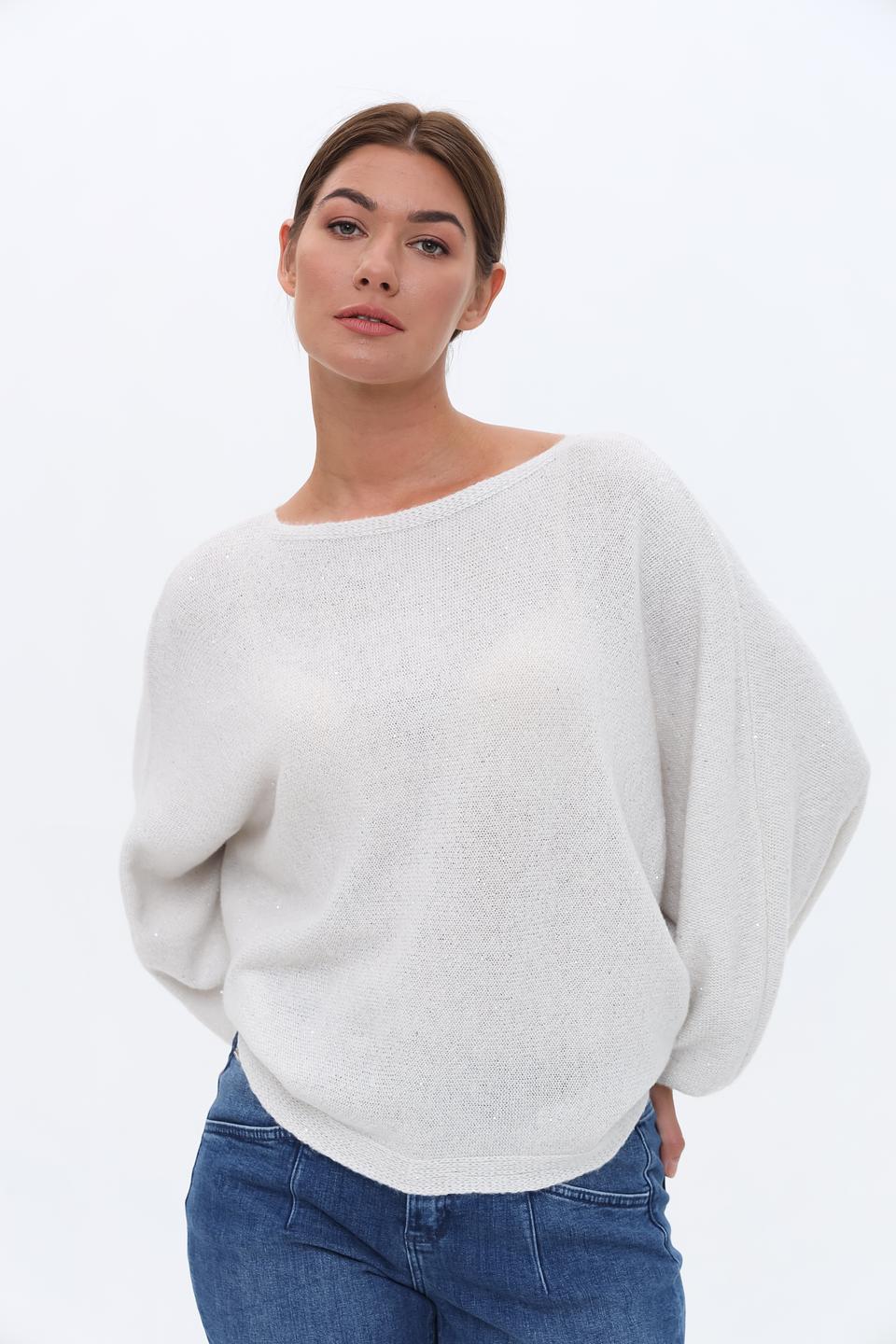 Пуловер Monari светло-серый с рукавом-фонарик