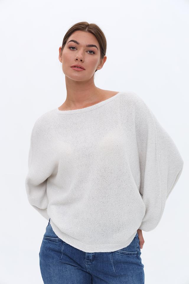 Пуловер Monari светло-серый с рукавом-фонарик