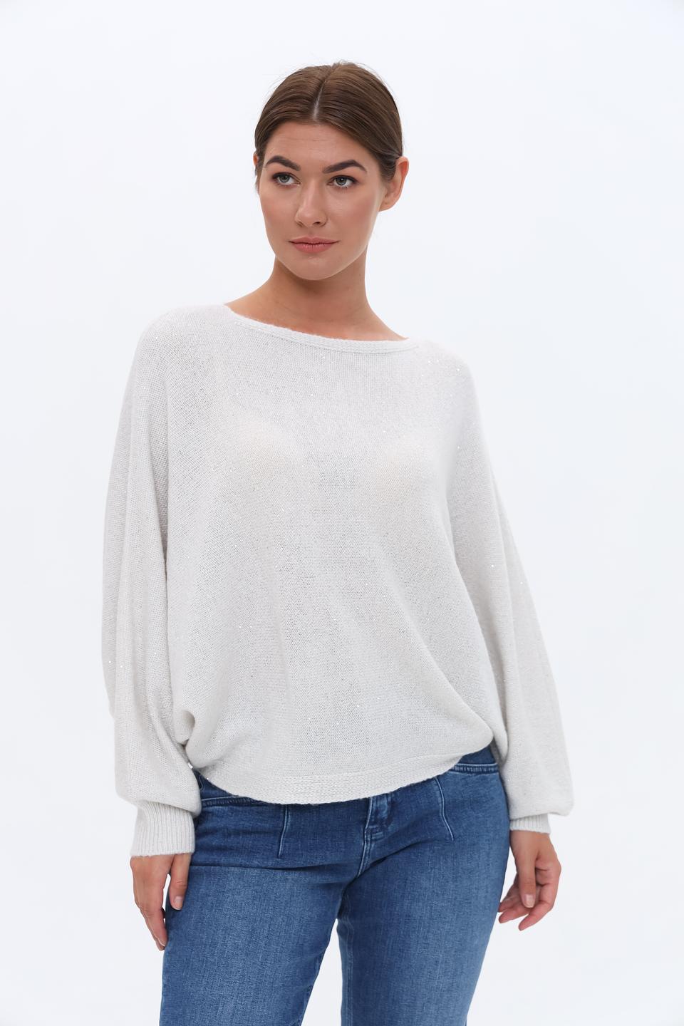 Пуловер Monari светло-серый с рукавом-фонарик