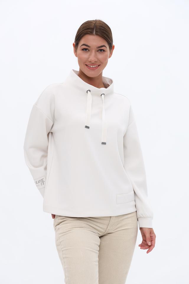 Пуловер Monari белый с капюшоном