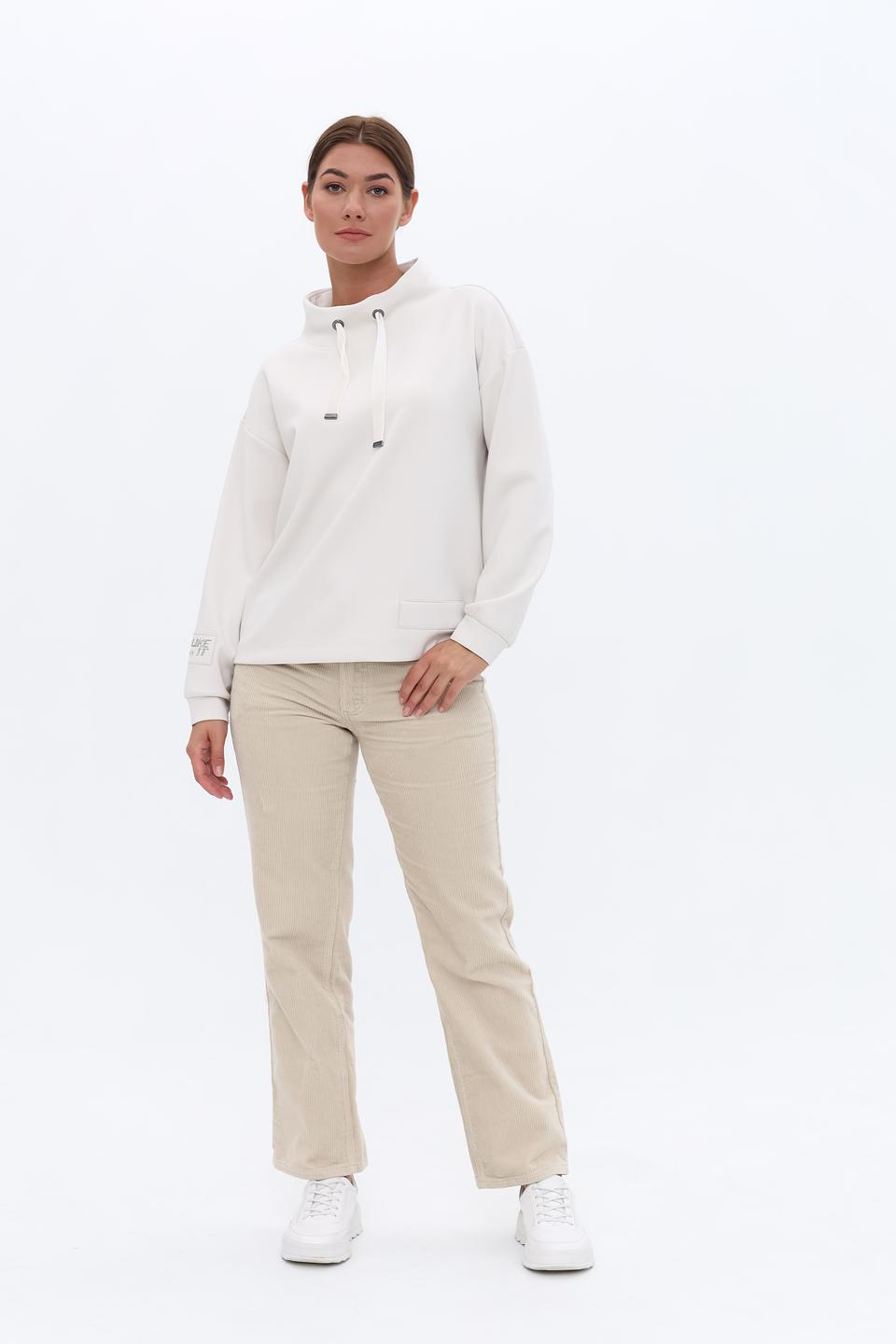 Пуловер Monari белый с капюшоном