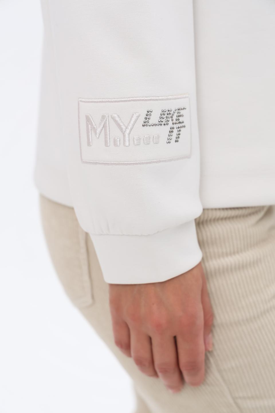 Пуловер Monari белый с капюшоном