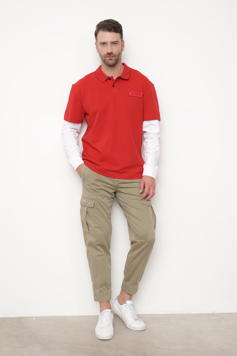 Поло Boss Orange красный с принтом