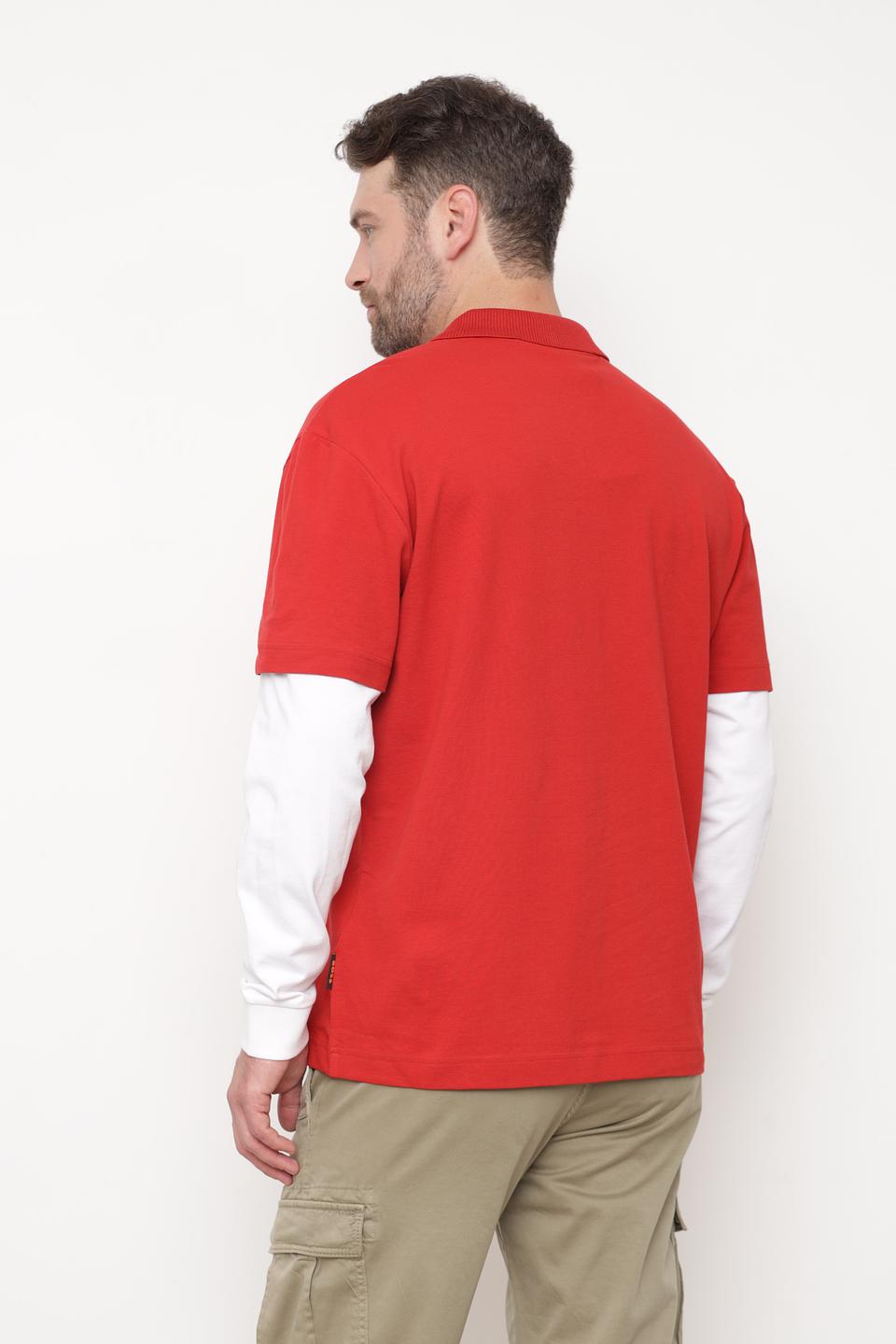 Поло Boss Orange красный с принтом