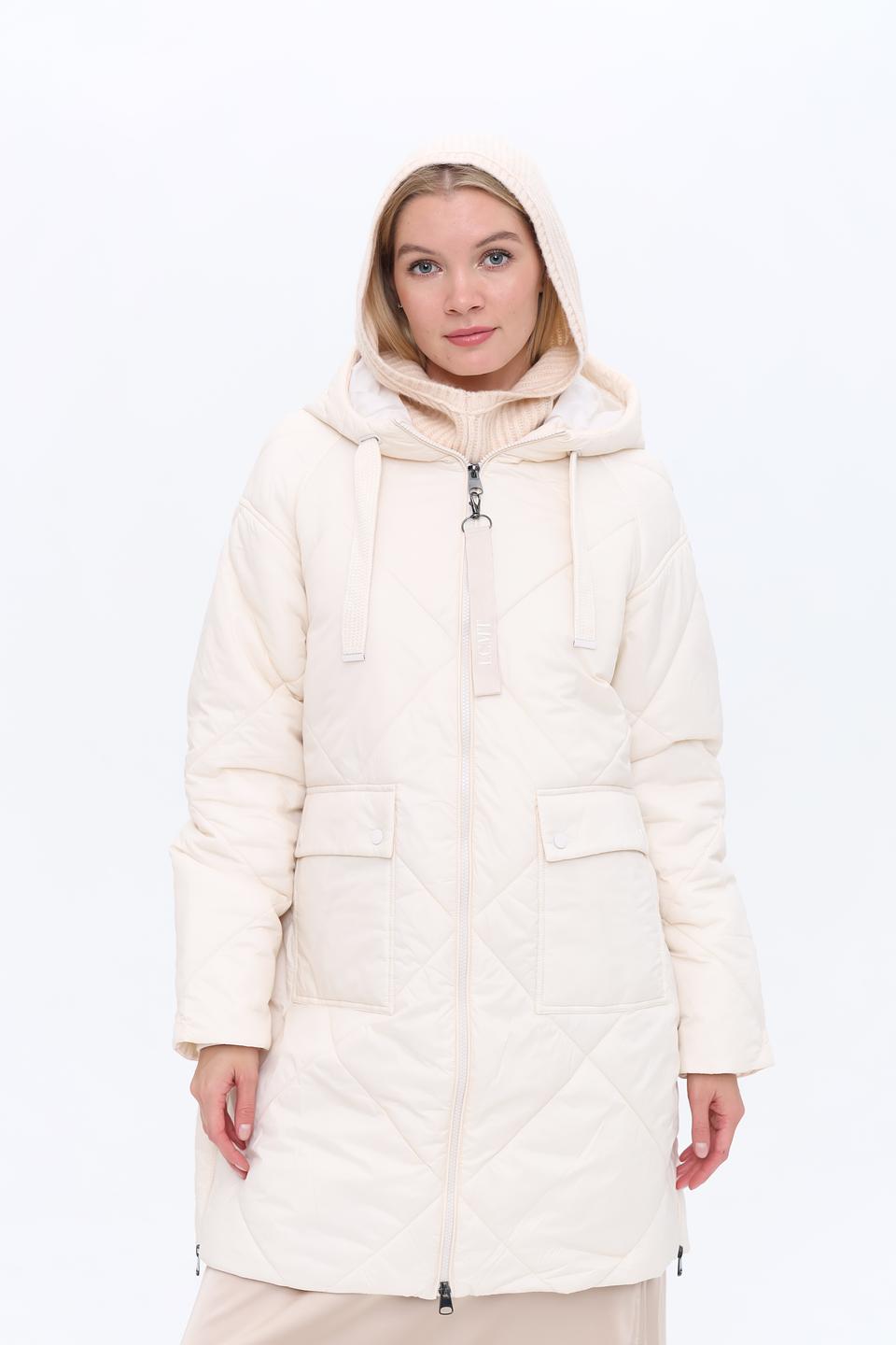 Пальто Lecomte стеганое бежевое