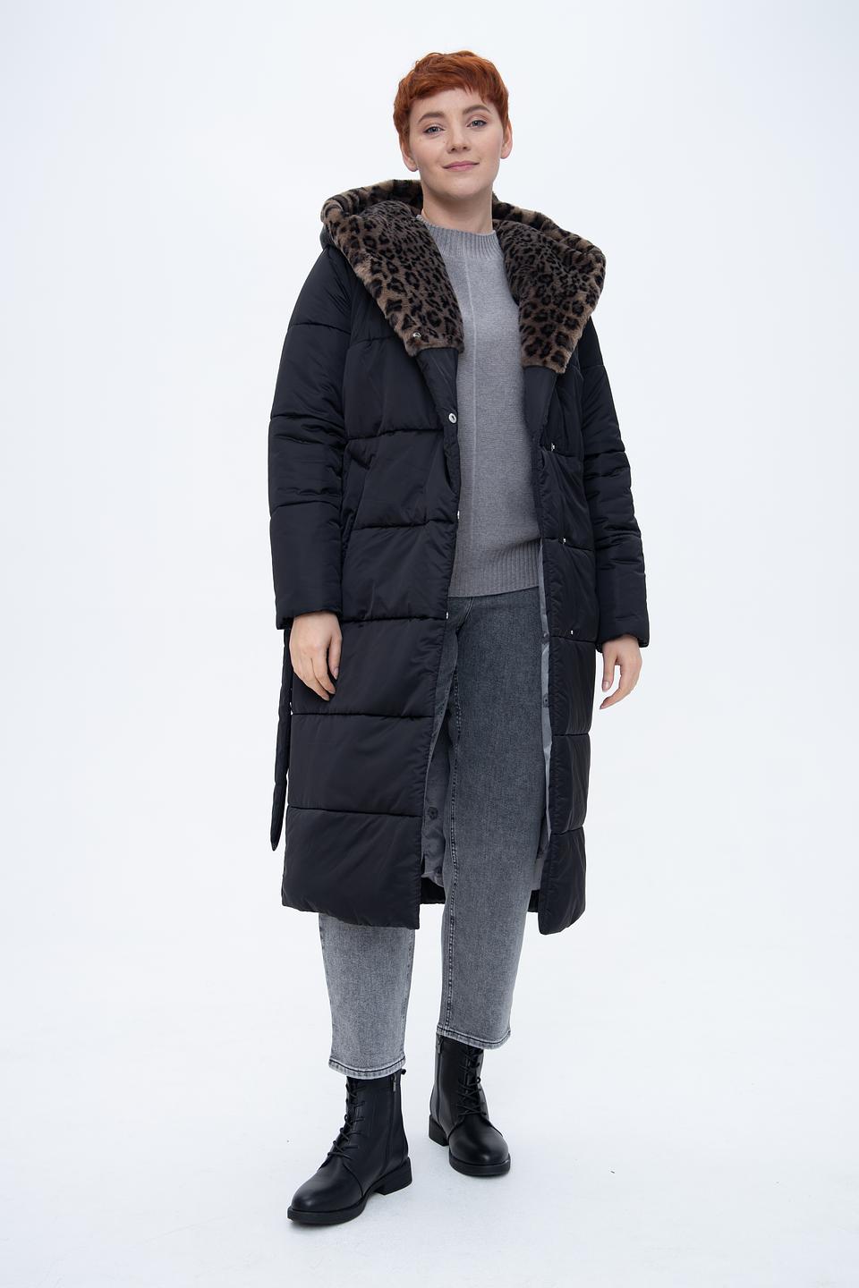 Пальто Electra style чёрное с мехом