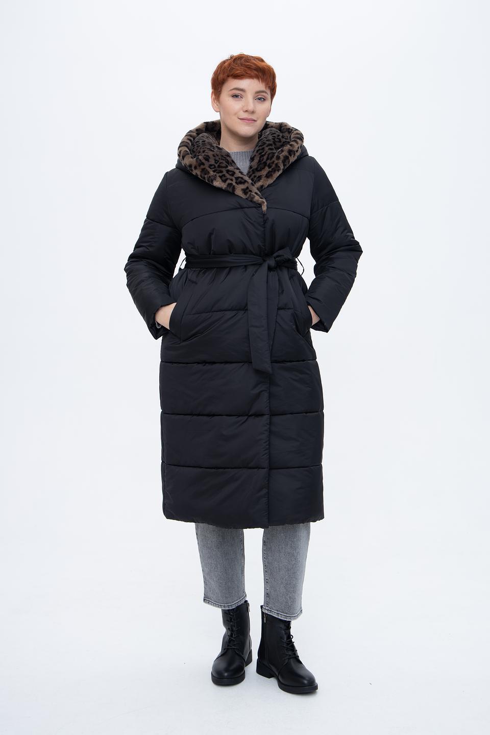 Пальто Electra style чёрное с мехом