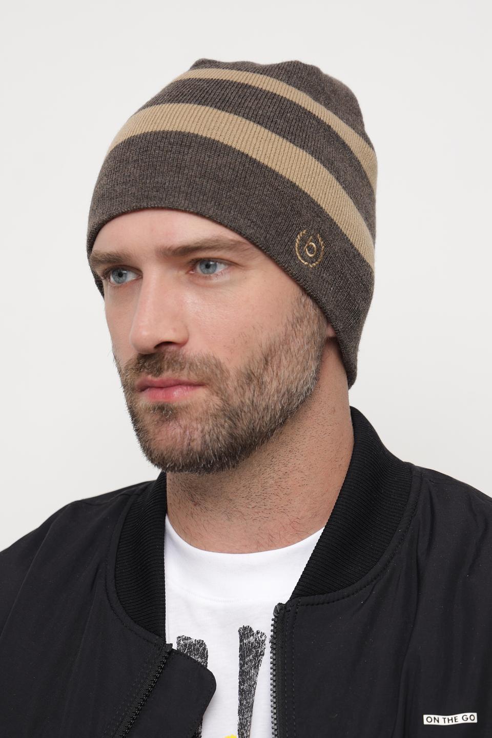 Шапка Bugatti ACC полосатая серая