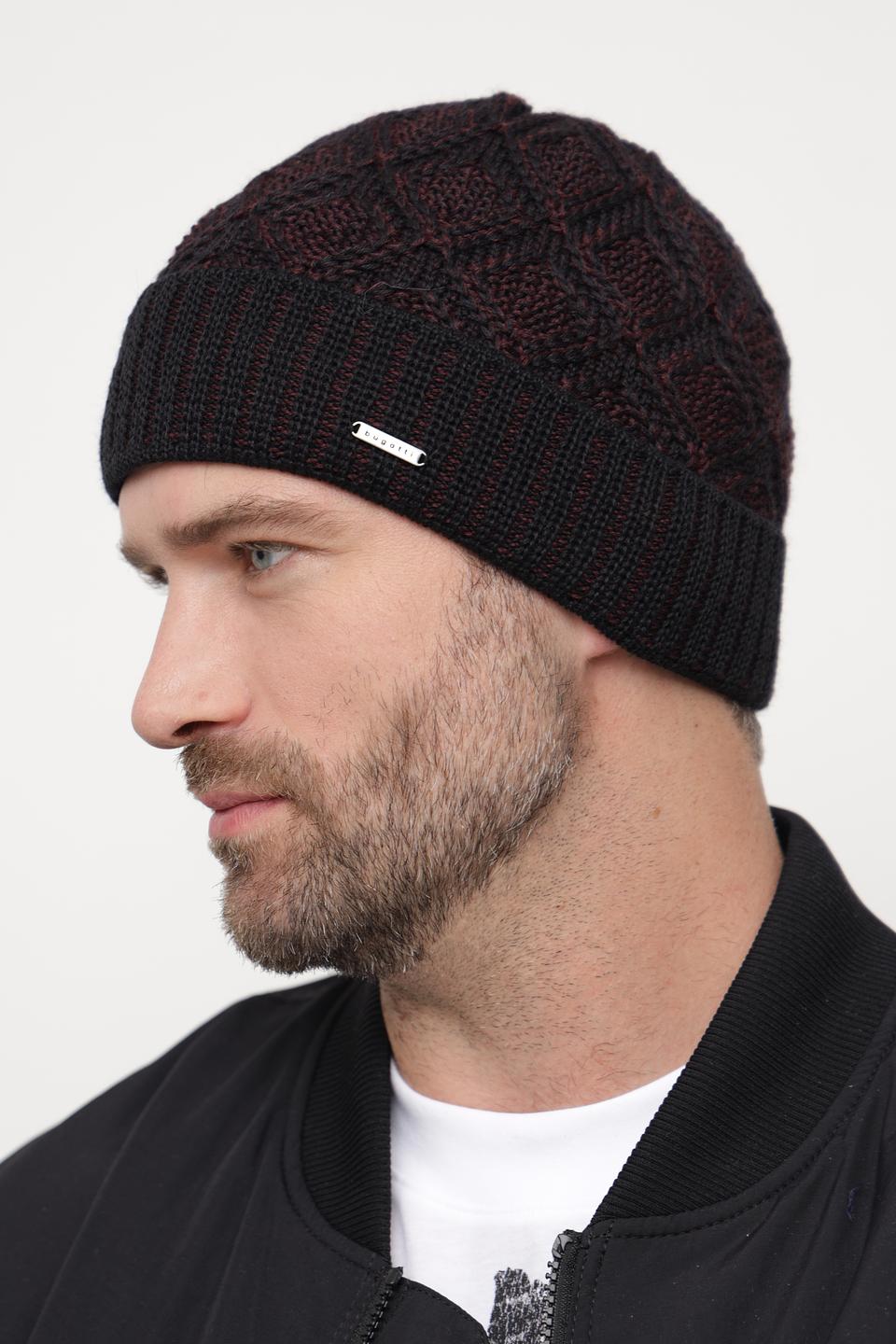 Шапка Bugatti ACC вязаная бордовая