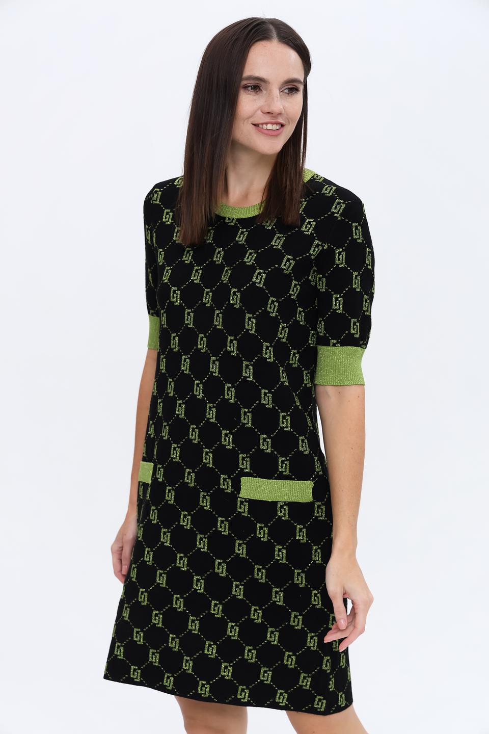 Платье Gaudi с логотипом чёрно-зелёное