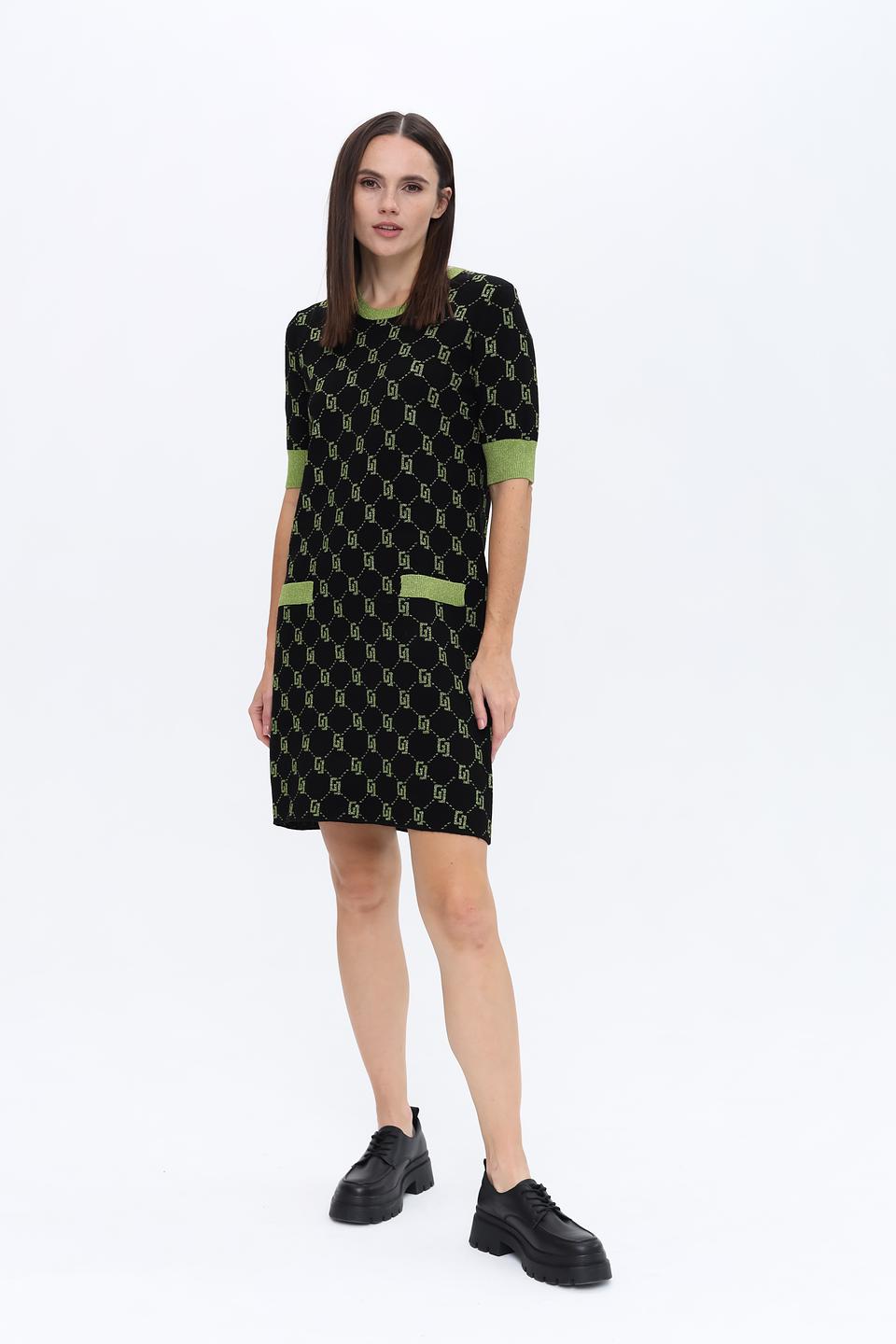 Платье Gaudi с логотипом чёрно-зелёное