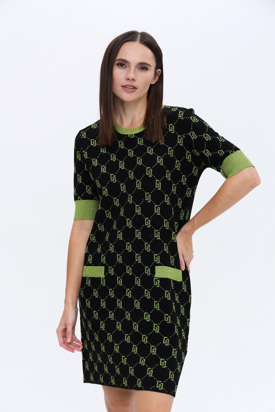 Платье Gaudi с логотипом чёрно-зелёное