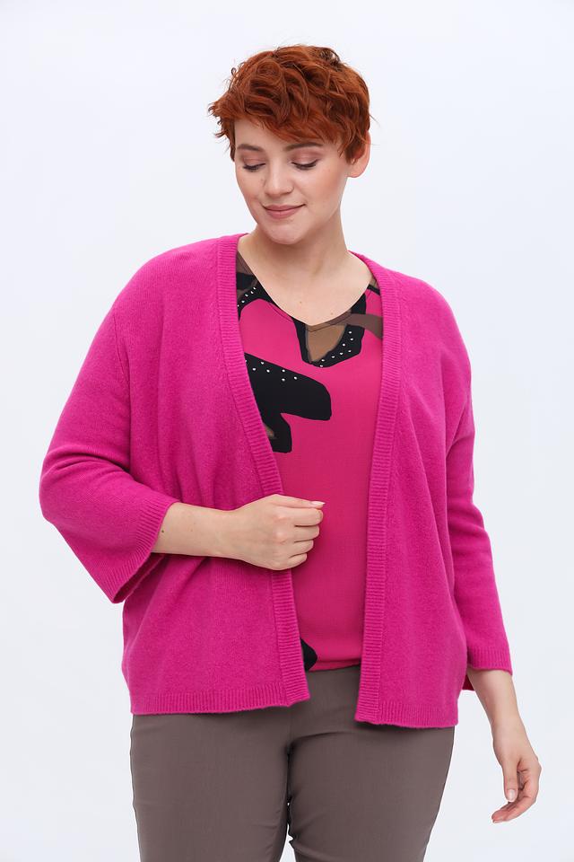 Кардиган Samoon фуксия с 3/4 рукавом