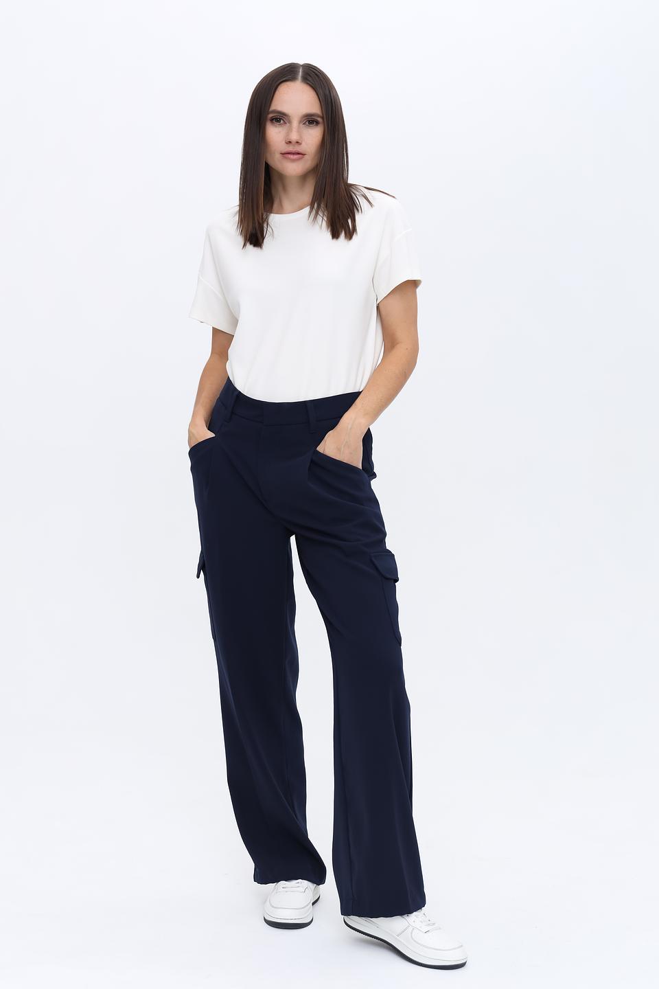 Брюки палаццо Oui тёмно-синие