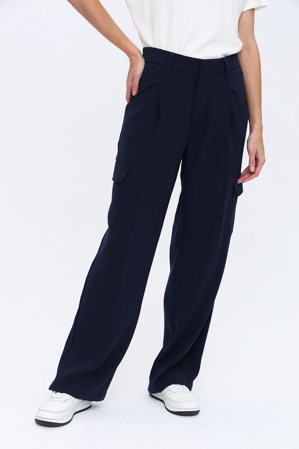 Брюки палаццо Oui тёмно-синие