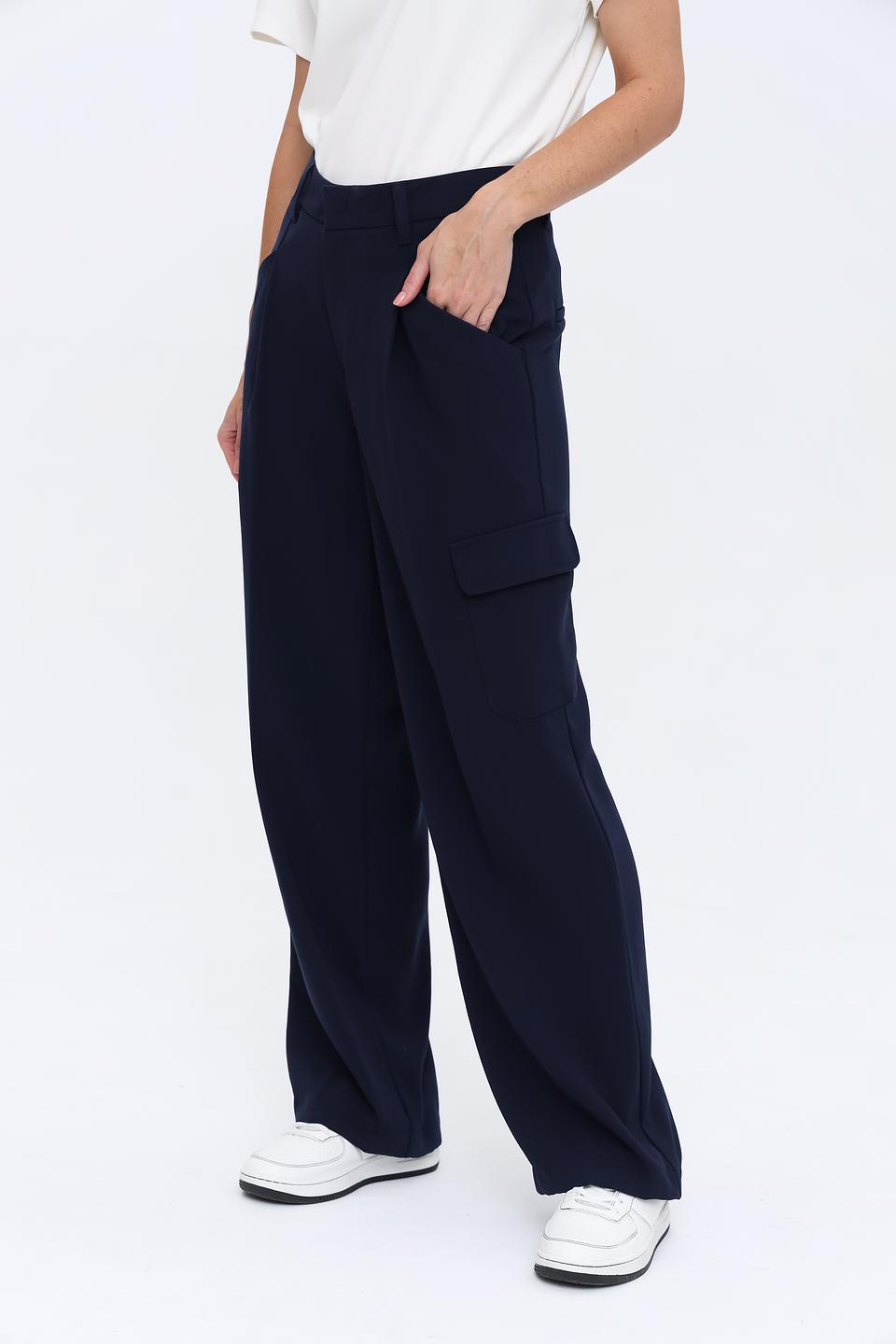 Брюки палаццо Oui тёмно-синие