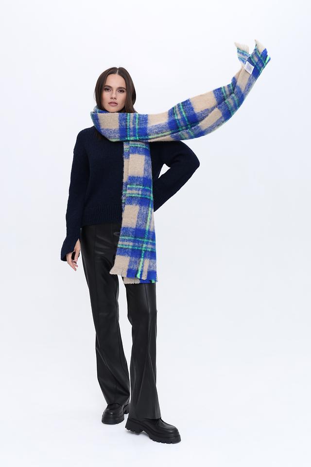 Шарф Oui в клетку синий