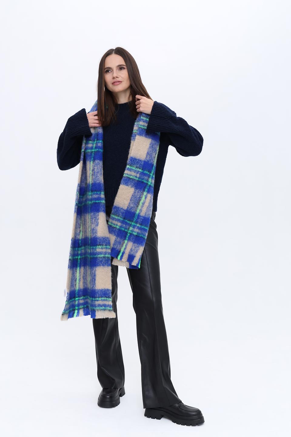 Шарф Oui в клетку синий