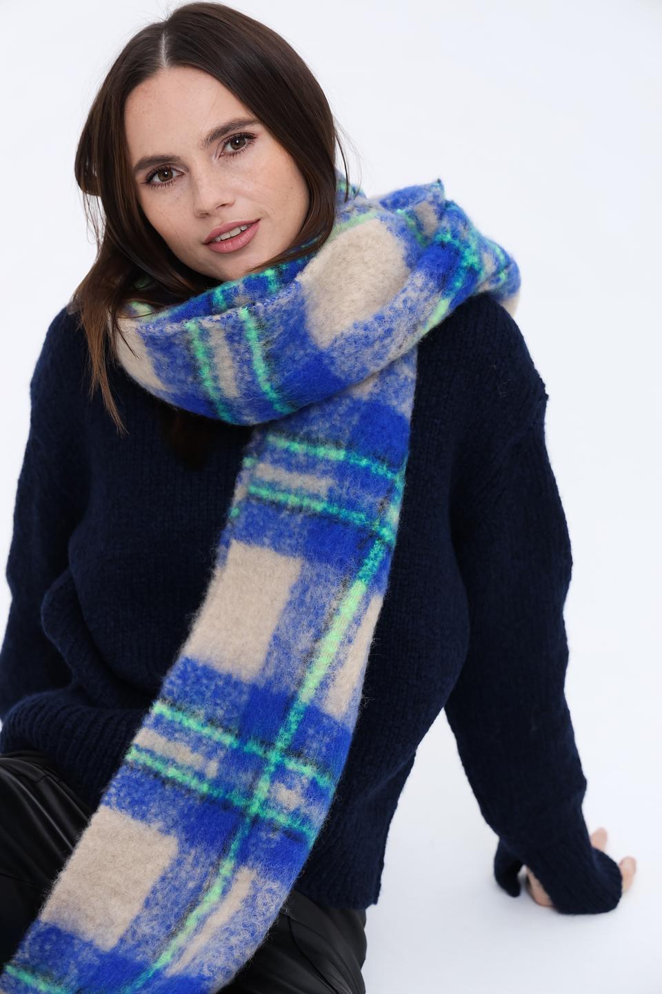 Шарф Oui в клетку синий