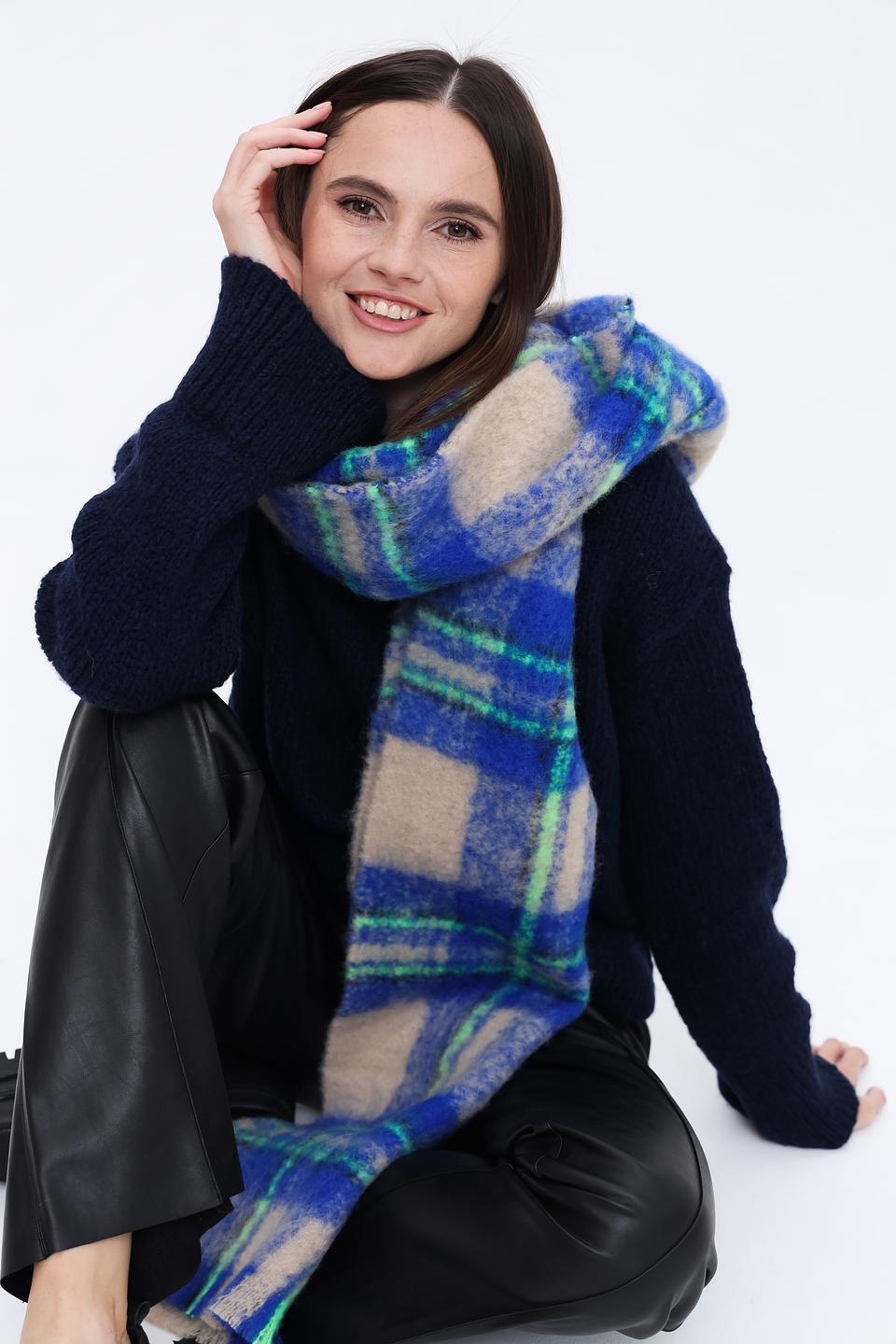 Шарф Oui в клетку синий