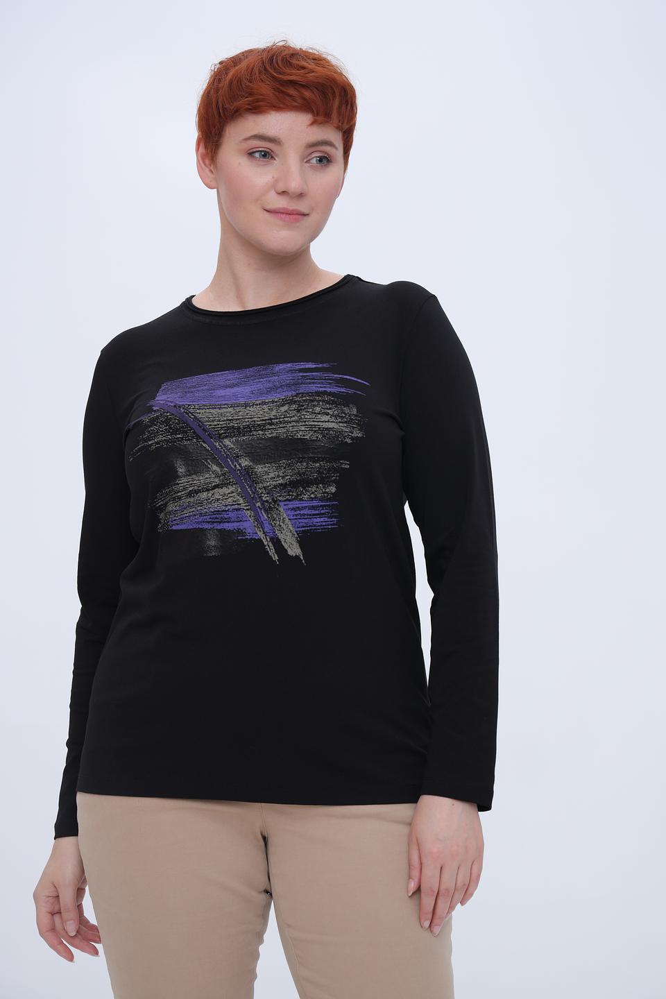 Лонгслив Bianca с принтом чёрный