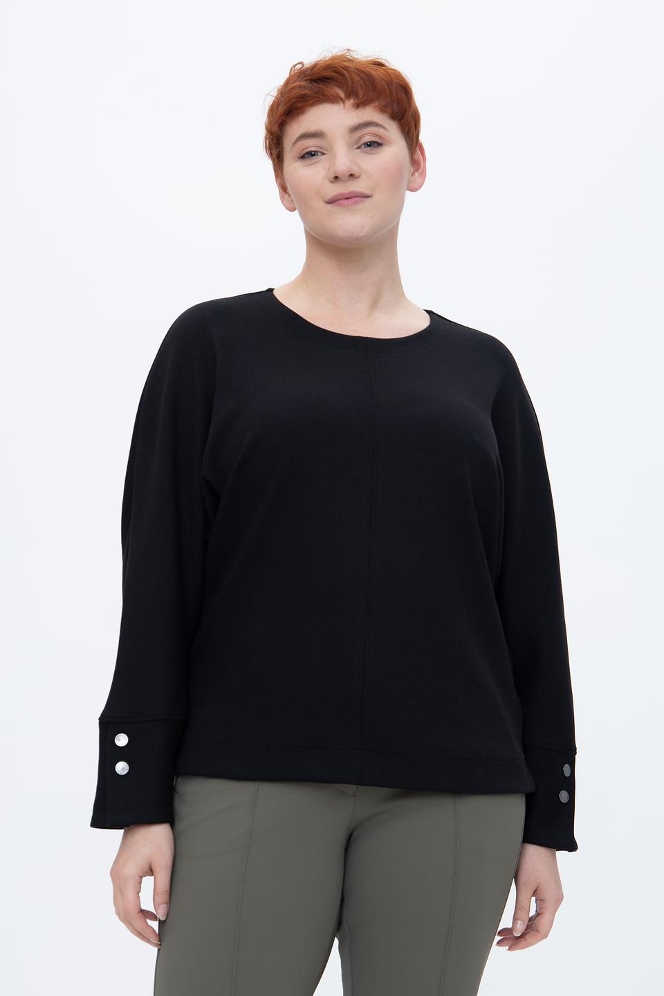 Пуловер Bianca чёрный с манжетами