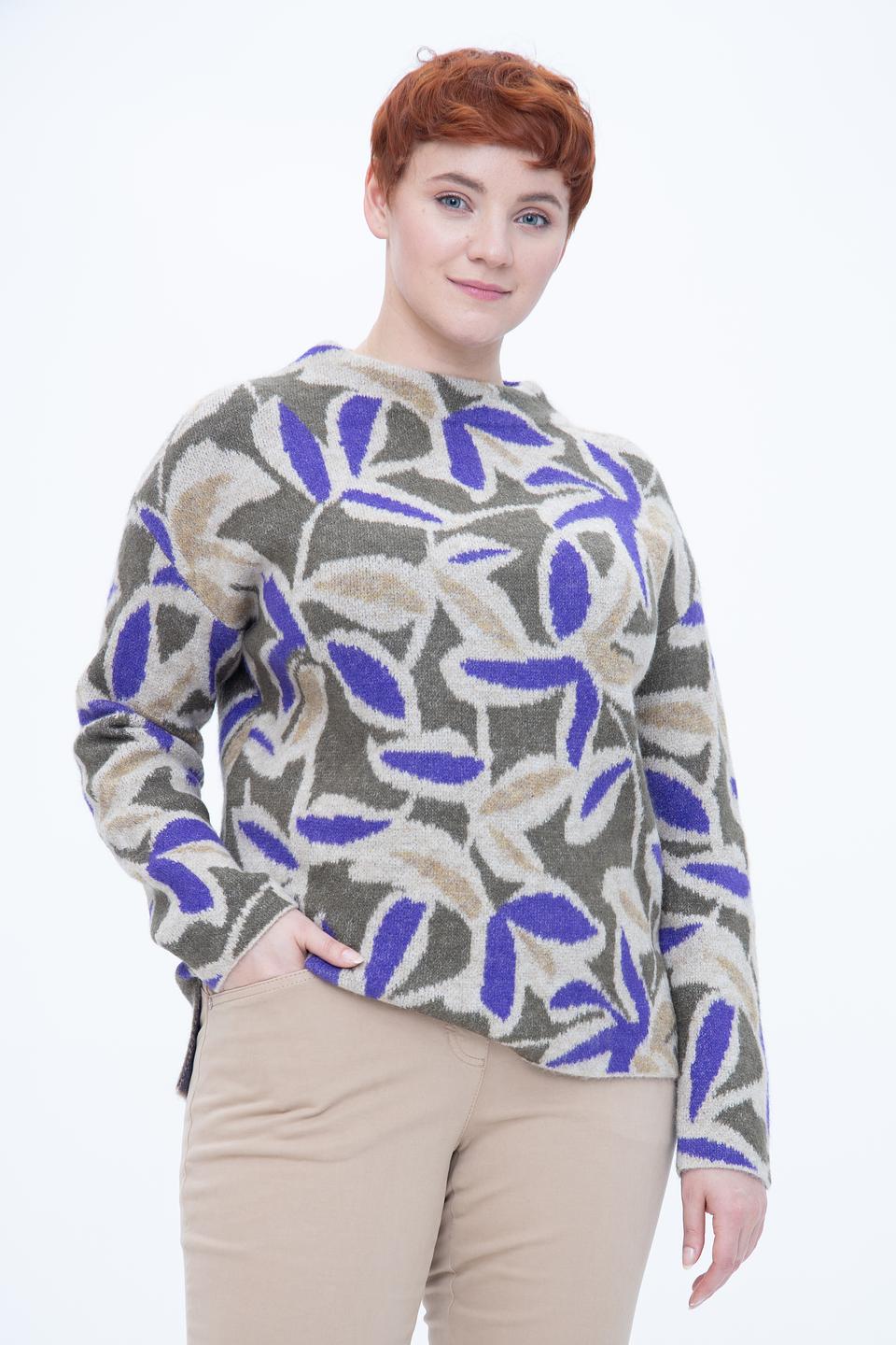 Пуловер Bianca с узором оливковый