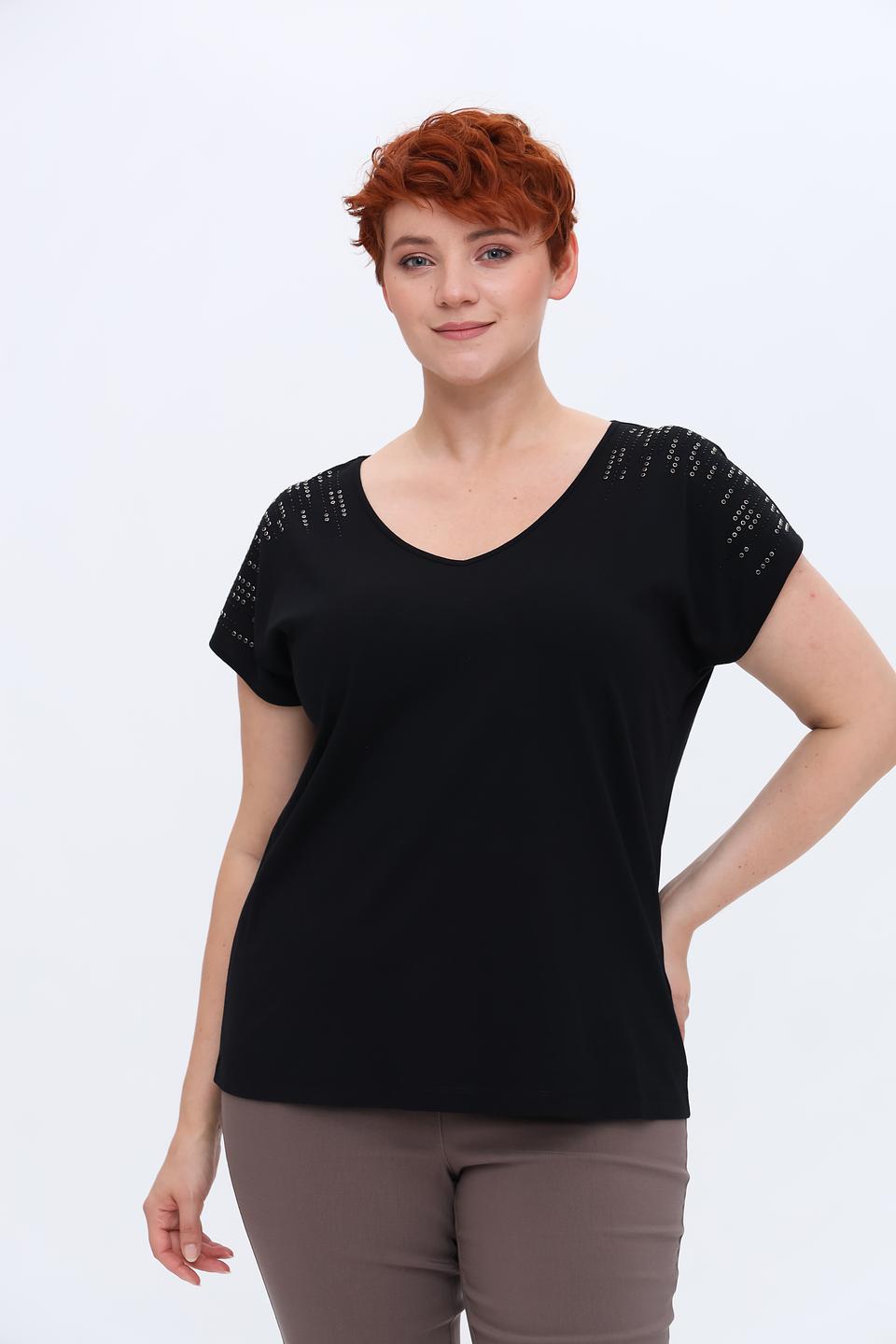 Футболка Via Appia DUE чёрная с декором