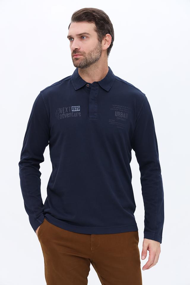 Поло Lerros с принтом темно-синее