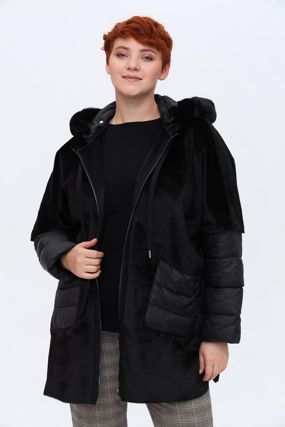 Пальто Milestone стеганые вставки черное