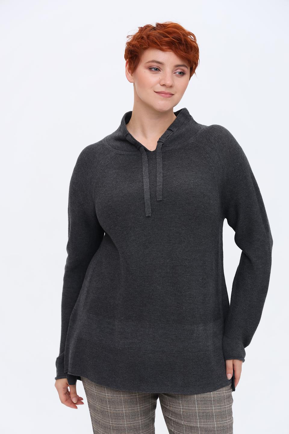 Пуловер Doris Streich с капюшоном серый