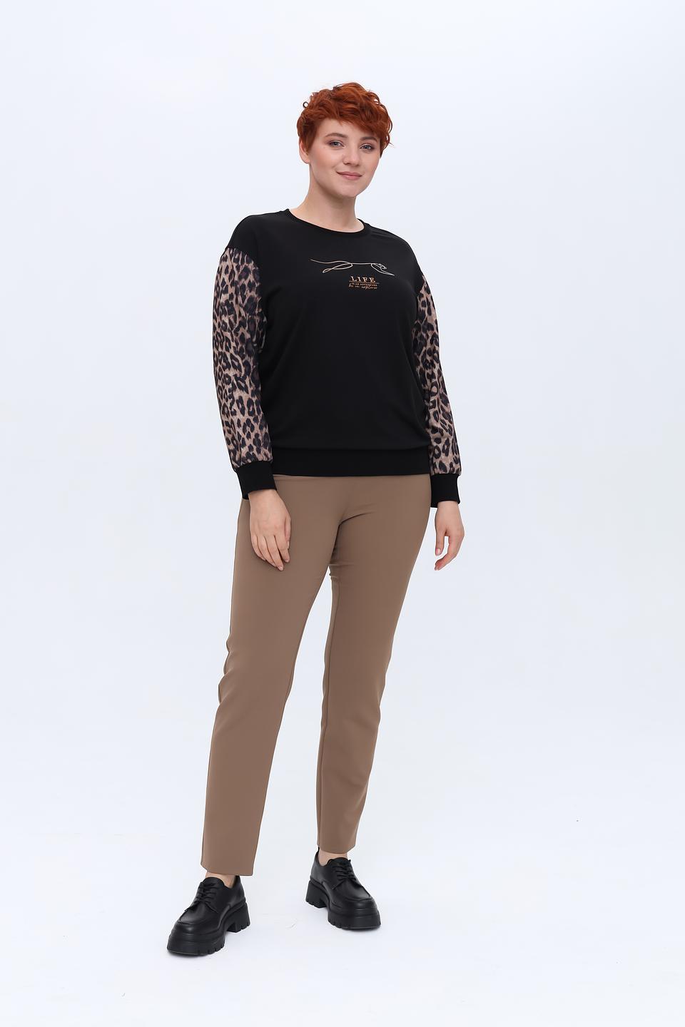 Пуловер Samoon с леопардовыми рукавами