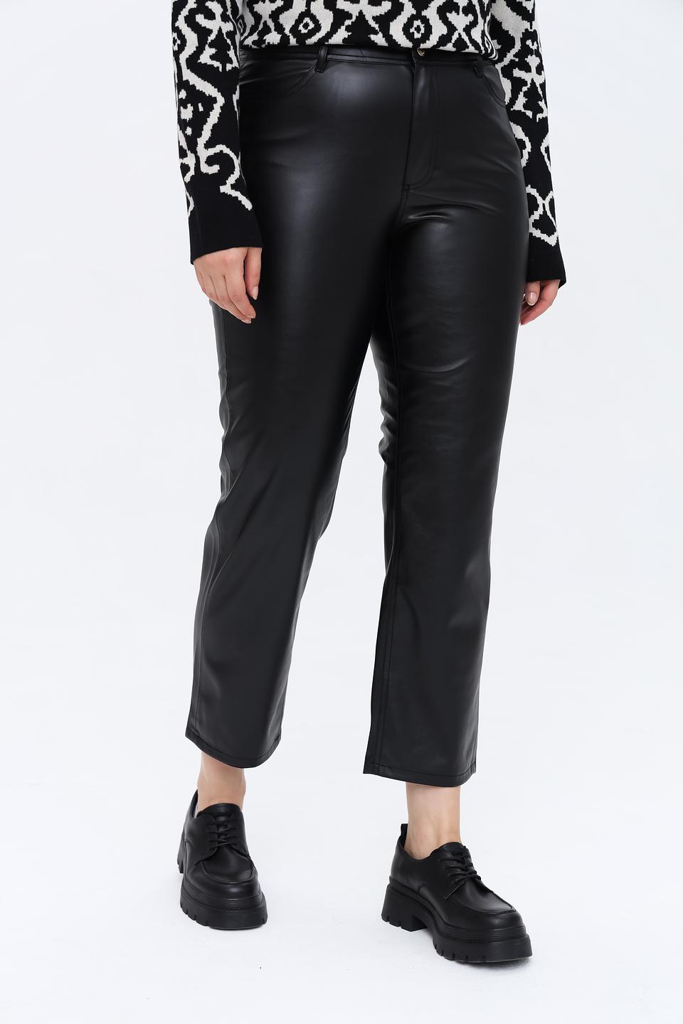 Брюки Taifun из экокожи чёрные