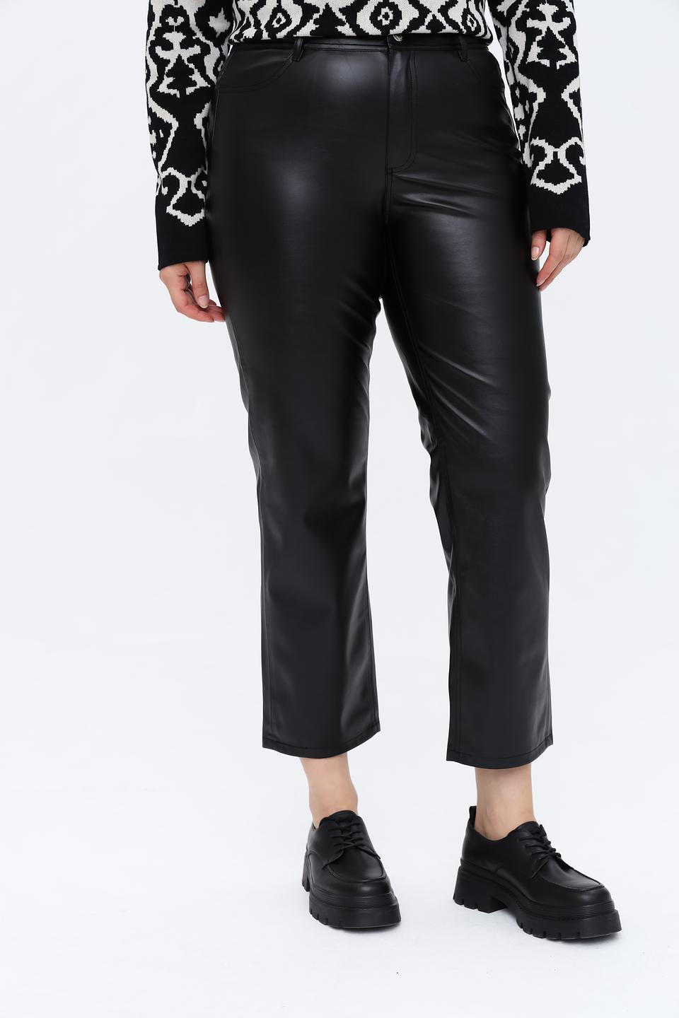 Брюки Taifun из экокожи чёрные