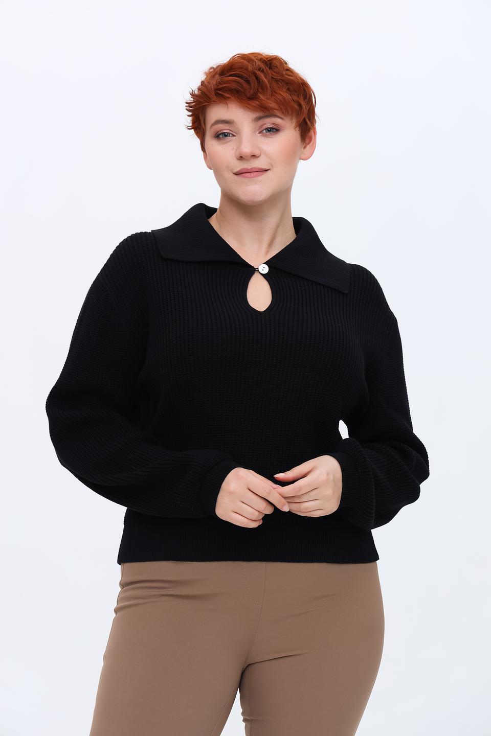 Пуловер Taifun с воротником-стойкой чёрный