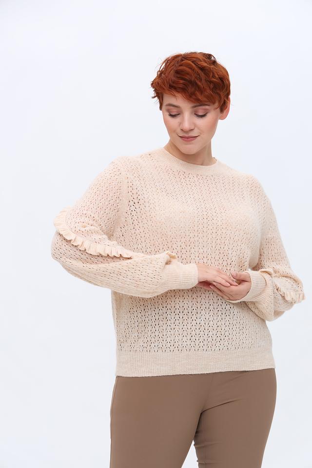 Пуловер Taifun с воланами бежевый