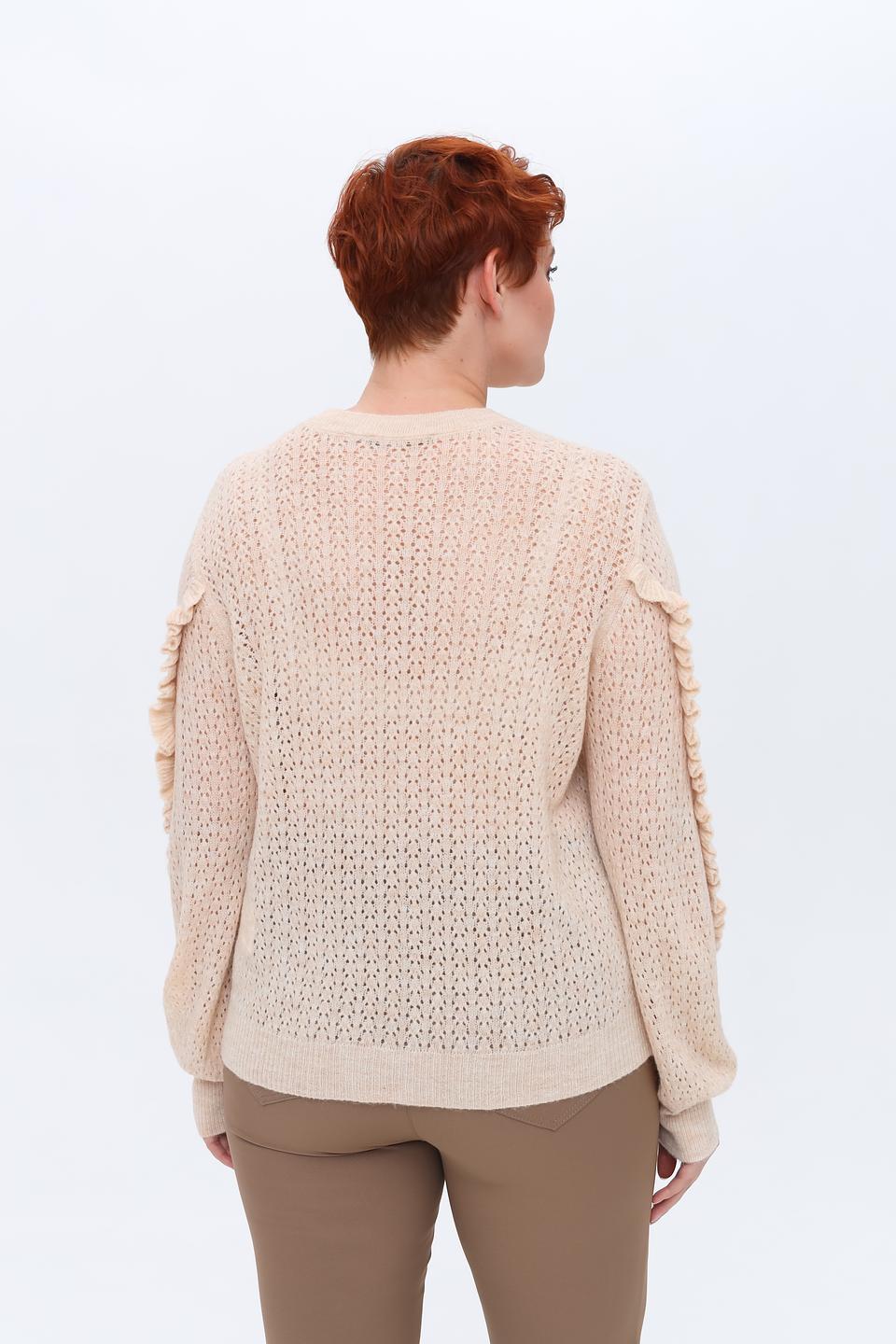 Пуловер Taifun с воланами бежевый