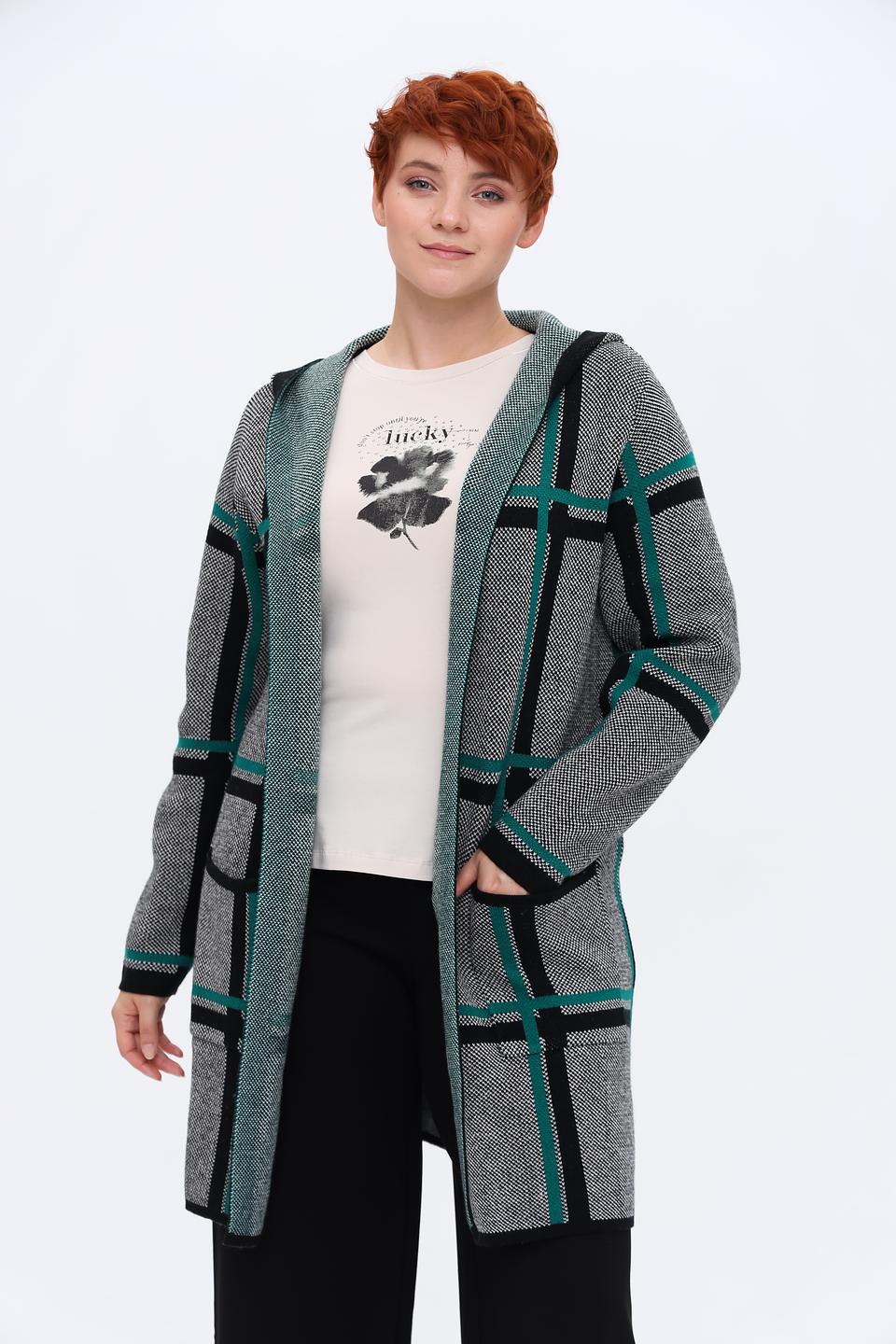 Жакет Via Appia в клетку серый