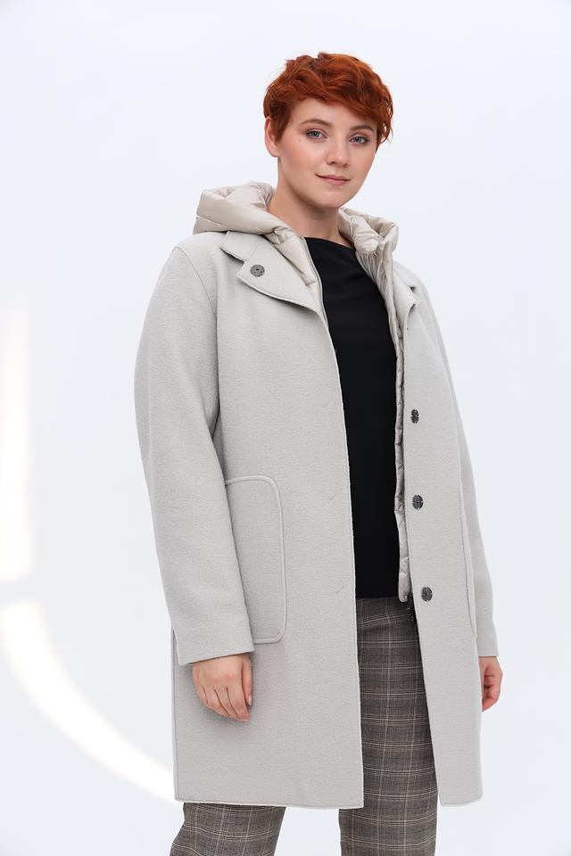 Пальто Bugatti серое с капюшоном