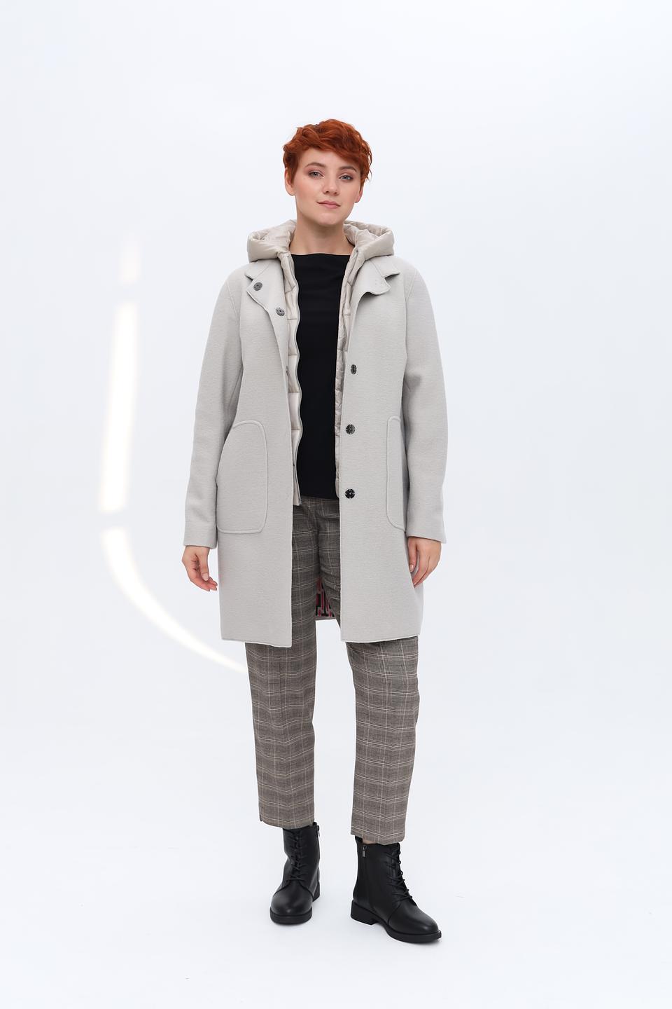 Пальто Bugatti серое с капюшоном