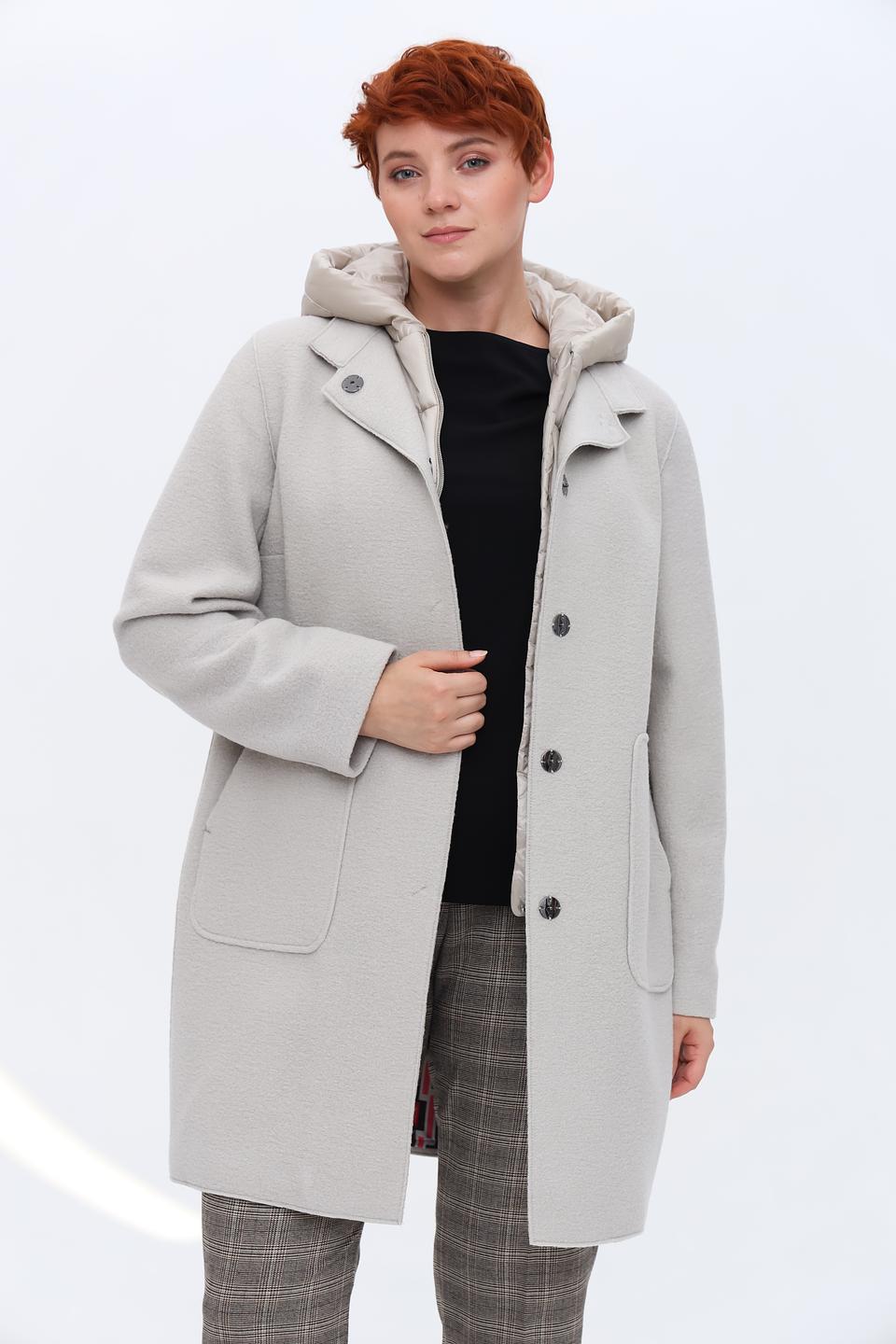 Пальто Bugatti серое с капюшоном