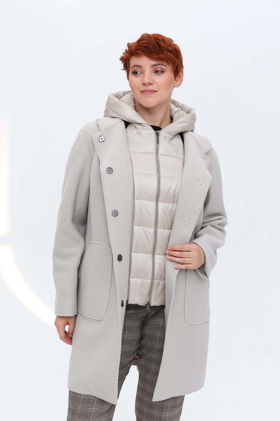 Пальто Bugatti серое с капюшоном