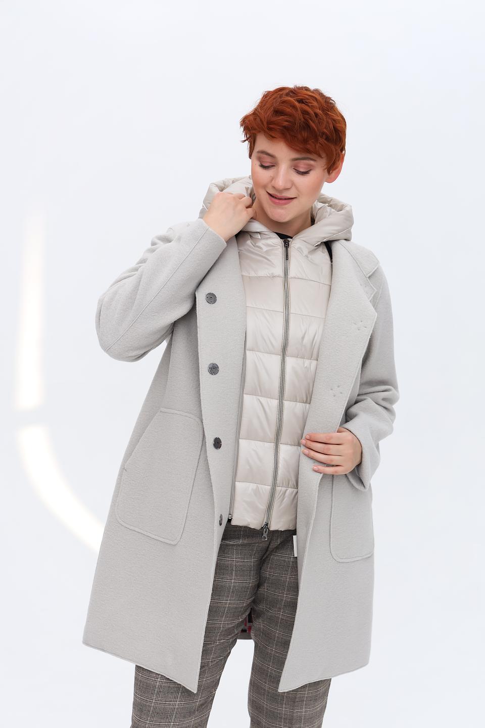 Пальто Bugatti серое с капюшоном