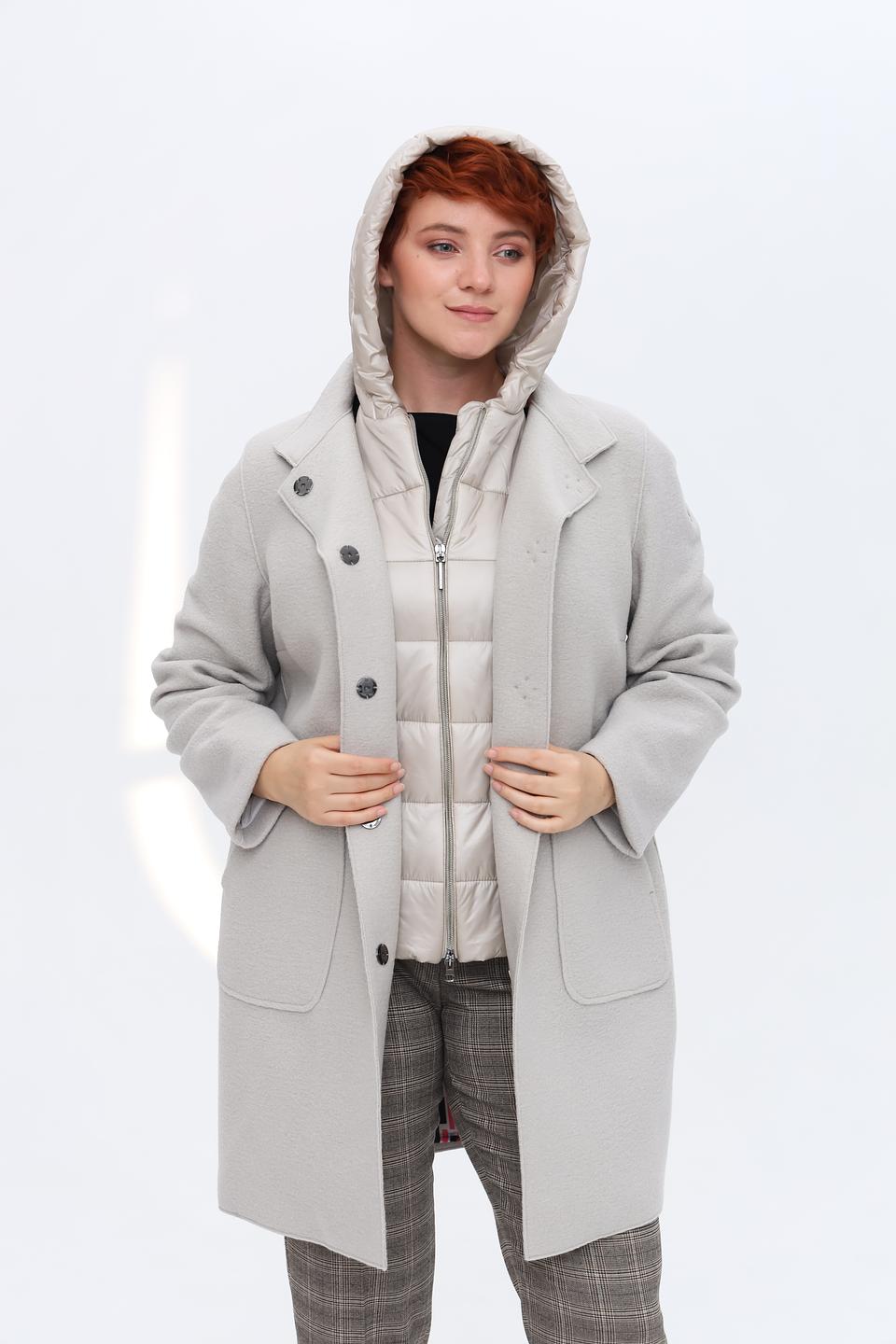 Пальто Bugatti серое с капюшоном