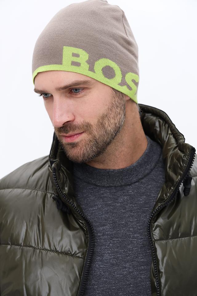 Шапка Boss Green с логотипом серая