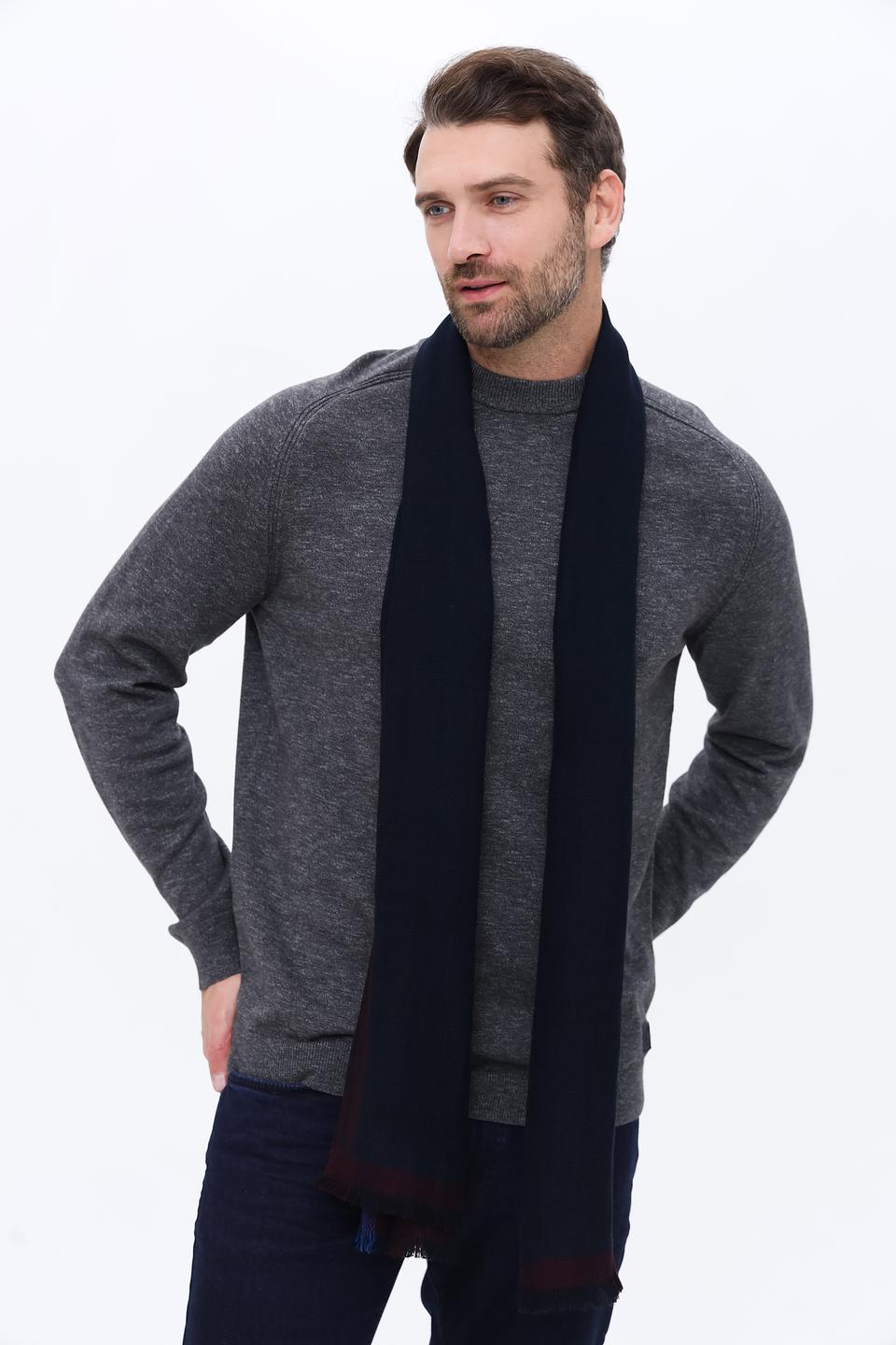 Шарф Bugatti ACC синий с красной полосой