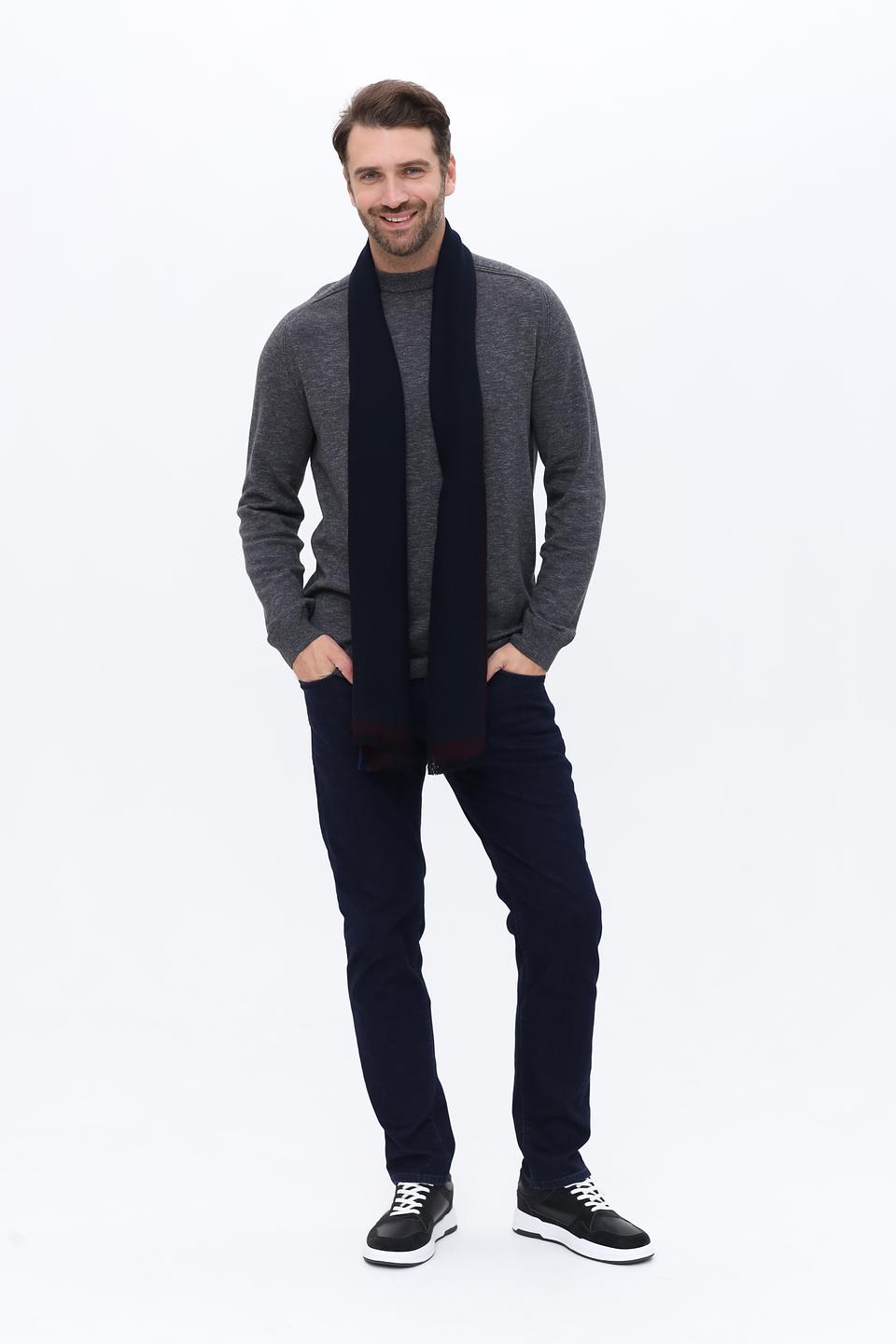 Шарф Bugatti ACC синий с красной полосой